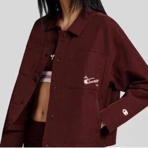 Champion Women's Burgundy With Pink Accents Snap Front Tennis Prep Jacket NWT